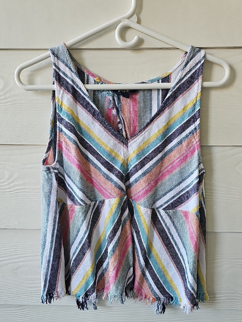 Striped Multicolor Girls' One-Piece Tank Romper - Pink, Blue & Yellow